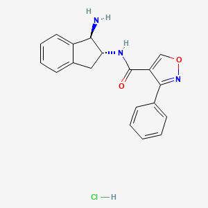 molecular formula C19H18ClN3O2 B13551011 N-[(1R,2R)-1-amino-2,3-dihydro-1H-inden-2-yl]-3-phenyl-1,2-oxazole-4-carboxamide hydrochloride 