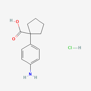 molecular formula C12H16ClNO2 B13551032 1-(4-Aminophenyl)cyclopentane-1-carboxylicacidhydrochloride 