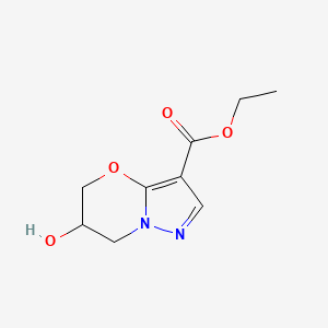 molecular formula C9H12N2O4 B13551143 ethyl6-hydroxy-5H,6H,7H-pyrazolo[3,2-b][1,3]oxazine-3-carboxylate 