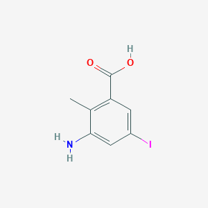 molecular formula C8H8INO2 B13551212 3-Amino-5-iodo-2-methylbenzoic acid 