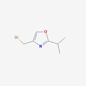 molecular formula C7H10BrNO B13551295 4-(Bromomethyl)-2-isopropyloxazole 