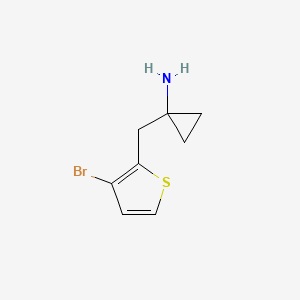 molecular formula C8H10BrNS B13551308 1-((3-Bromothiophen-2-yl)methyl)cyclopropan-1-amine 
