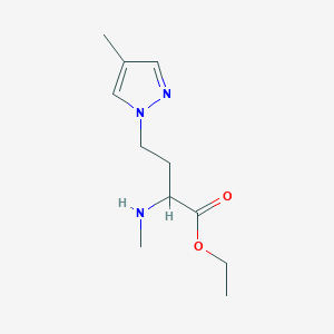 molecular formula C11H19N3O2 B13551360 Ethyl 4-(4-methyl-1h-pyrazol-1-yl)-2-(methylamino)butanoate 