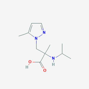 molecular formula C11H19N3O2 B13551393 2-(Isopropylamino)-2-methyl-3-(5-methyl-1h-pyrazol-1-yl)propanoic acid 