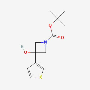 molecular formula C12H17NO3S B13551399 Tert-butyl 3-hydroxy-3-(thiophen-3-yl)azetidine-1-carboxylate 