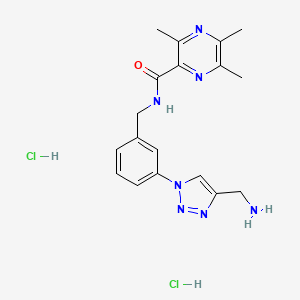 molecular formula C18H23Cl2N7O B13551417 N-({3-[4-(aminomethyl)-1H-1,2,3-triazol-1-yl]phenyl}methyl)-3,5,6-trimethylpyrazine-2-carboxamide dihydrochloride 