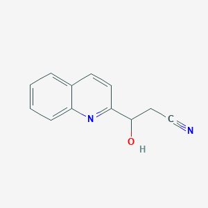 molecular formula C12H10N2O B13551531 3-Hydroxy-3-(quinolin-2-yl)propanenitrile 