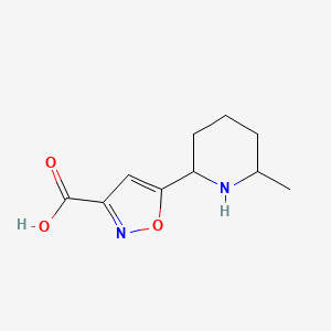 molecular formula C10H14N2O3 B13551571 5-(6-Methylpiperidin-2-yl)isoxazole-3-carboxylic acid 