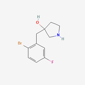 molecular formula C11H13BrFNO B13551634 3-(2-Bromo-5-fluorobenzyl)pyrrolidin-3-ol 