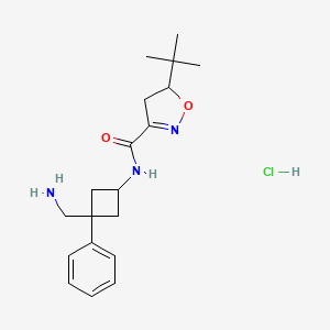 molecular formula C19H28ClN3O2 B13551665 5-tert-butyl-N-[(1r,3r)-3-(aminomethyl)-3-phenylcyclobutyl]-4,5-dihydro-1,2-oxazole-3-carboxamide hydrochloride 