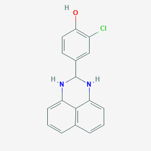 molecular formula C17H13ClN2O B13551668 2-chloro-4-(2,3-dihydro-1H-perimidin-2-yl)phenol 