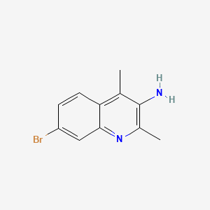 molecular formula C11H11BrN2 B13551685 7-Bromo-2,4-dimethylquinolin-3-amine 