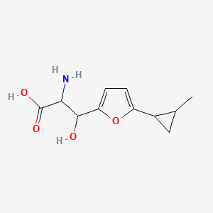 molecular formula C11H15NO4 B13551687 2-Amino-3-hydroxy-3-(5-(2-methylcyclopropyl)furan-2-yl)propanoic acid 