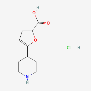 molecular formula C10H14ClNO3 B13551863 5-(Piperidin-4-yl)furan-2-carboxylicacidhydrochloride 
