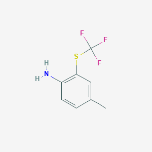 molecular formula C8H8F3NS B13552095 4-Methyl-2-[(trifluoromethyl)sulfanyl]aniline 