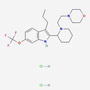 molecular formula C23H34Cl2F3N3O2 B13552391 2-{1-[2-(morpholin-4-yl)ethyl]piperidin-2-yl}-3-propyl-6-(trifluoromethoxy)-1H-indoledihydrochloride CAS No. 2682205-21-4