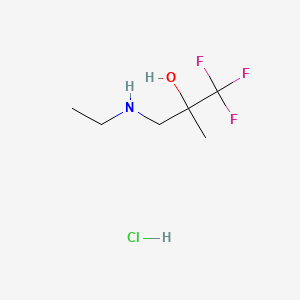 molecular formula C6H13ClF3NO B13552489 3-(Ethylamino)-1,1,1-trifluoro-2-methylpropan-2-olhydrochloride 