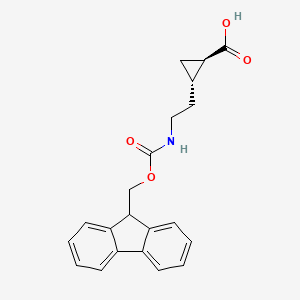 molecular formula C21H21NO4 B13552566 rac-(1R,2S)-2-[2-({[(9H-fluoren-9-yl)methoxy]carbonyl}amino)ethyl]cyclopropane-1-carboxylic acid 