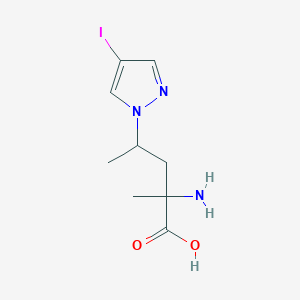 molecular formula C9H14IN3O2 B13552667 2-Amino-4-(4-iodo-1h-pyrazol-1-yl)-2-methylpentanoic acid 