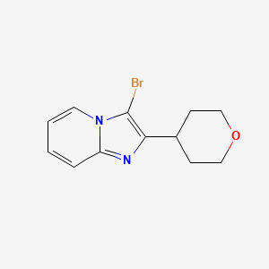 molecular formula C12H13BrN2O B13552682 3-Bromo-2-(oxan-4-yl)imidazo[1,2-a]pyridine 
