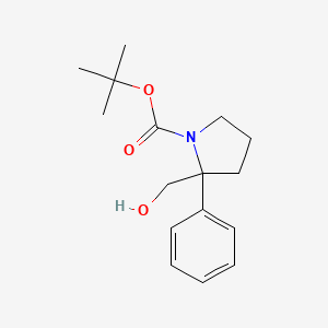 molecular formula C16H23NO3 B13552694 Tert-butyl 2-(hydroxymethyl)-2-phenylpyrrolidine-1-carboxylate CAS No. 160376-75-0