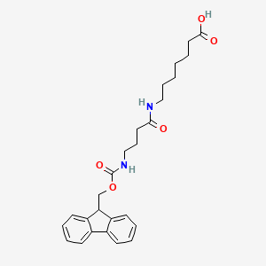 molecular formula C26H32N2O5 B13552718 7-(4-((((9H-Fluoren-9-yl)methoxy)carbonyl)amino)butanamido)heptanoic acid 