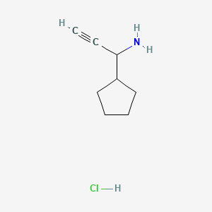 molecular formula C8H14ClN B13552928 1-Cyclopentylprop-2-yn-1-aminehydrochloride 