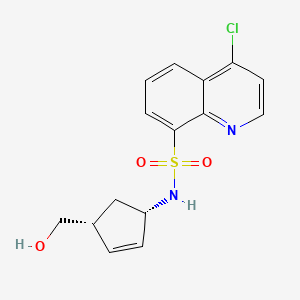 molecular formula C15H15ClN2O3S B13552933 4-chloro-N-[(1S,4R)-4-(hydroxymethyl)cyclopent-2-en-1-yl]quinoline-8-sulfonamide 