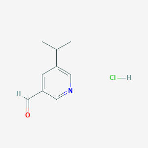 molecular formula C9H12ClNO B13553002 5-(Propan-2-yl)pyridine-3-carbaldehydehydrochloride 