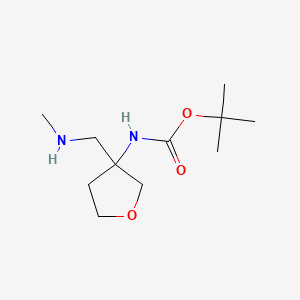 molecular formula C11H22N2O3 B13553021 tert-Butyl (3-((methylamino)methyl)tetrahydrofuran-3-yl)carbamate 