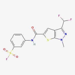 molecular formula C14H10F3N3O3S2 B13553074 3-[3-(difluoromethyl)-1-methyl-1H-thieno[2,3-c]pyrazole-5-amido]benzene-1-sulfonyl fluoride CAS No. 2224476-72-4