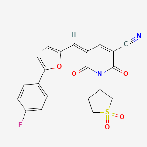 molecular formula C22H17FN2O5S B13553293 (5Z)-1-(1,1-dioxothiolan-3-yl)-5-[[5-(4-fluorophenyl)furan-2-yl]methylidene]-4-methyl-2,6-dioxopyridine-3-carbonitrile 