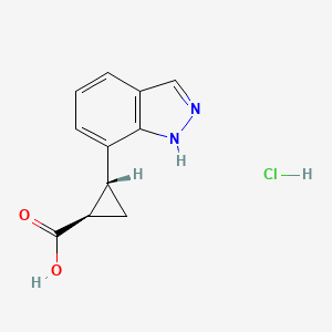molecular formula C11H11ClN2O2 B13553360 rac-(1R,2R)-2-(1H-indazol-7-yl)cyclopropane-1-carboxylicacidhydrochloride,trans 