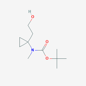 molecular formula C11H21NO3 B13553465 tert-butyl N-[1-(2-hydroxyethyl)cyclopropyl]-N-methylcarbamate 