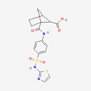 molecular formula C17H17N3O5S2 B13553478 1-({4-[(1,3-Thiazol-2-yl)sulfamoyl]phenyl}carbamoyl)bicyclo[2.1.1]hexane-5-carboxylicacid 