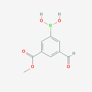 molecular formula C9H9BO5 B13553517 [3-Formyl-5-(methoxycarbonyl)phenyl]boronic acid 