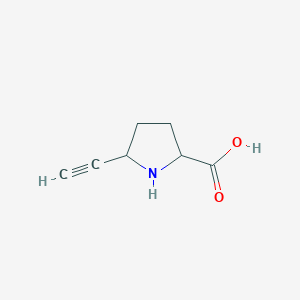 molecular formula C7H9NO2 B13553520 5-Ethynylpyrrolidine-2-carboxylic acid 