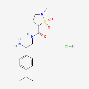 molecular formula C16H26ClN3O3S B13553594 N-{2-amino-2-[4-(propan-2-yl)phenyl]ethyl}-2-methyl-1,1-dioxo-1lambda6,2-thiazolidine-5-carboxamide hydrochloride 