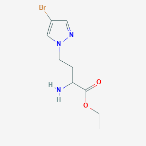 molecular formula C9H14BrN3O2 B13553602 Ethyl 2-amino-4-(4-bromo-1h-pyrazol-1-yl)butanoate 