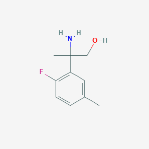 molecular formula C10H14FNO B13553849 2-Amino-2-(2-fluoro-5-methylphenyl)propan-1-ol 