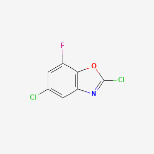 molecular formula C7H2Cl2FNO B13553972 2,5-Dichloro-7-fluoro-1,3-benzoxazole 