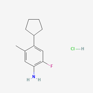molecular formula C12H17ClFN B13554730 4-Cyclopentyl-2-fluoro-5-methylaniline hydrochloride 