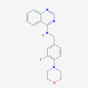 molecular formula C19H19FN4O B13555292 N-{[3-fluoro-4-(morpholin-4-yl)phenyl]methyl}quinazolin-4-amine 