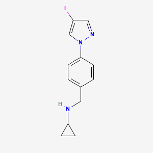 molecular formula C13H14IN3 B13555362 n-(4-(4-Iodo-1h-pyrazol-1-yl)benzyl)cyclopropanamine 