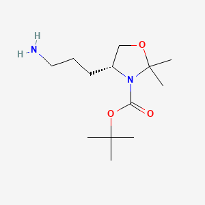molecular formula C13H26N2O3 B13555394 tert-butyl(4R)-4-(3-aminopropyl)-2,2-dimethyl-1,3-oxazolidine-3-carboxylate 