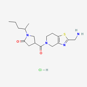 molecular formula C17H27ClN4O2S B13555518 4-[2-(aminomethyl)-6,7-dihydro-4H-[1,3]thiazolo[4,5-c]pyridine-5-carbonyl]-1-pentan-2-ylpyrrolidin-2-one;hydrochloride 