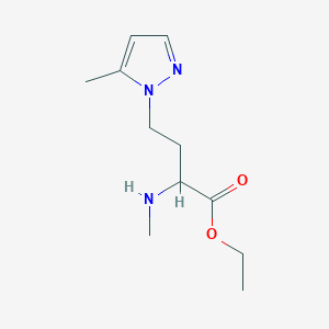 molecular formula C11H19N3O2 B13555541 Ethyl 4-(5-methyl-1h-pyrazol-1-yl)-2-(methylamino)butanoate 