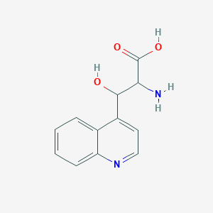 molecular formula C12H12N2O3 B13555764 2-Amino-3-hydroxy-3-(quinolin-4-yl)propanoic acid 