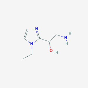 molecular formula C7H13N3O B13555790 2-amino-1-(1-ethyl-1H-imidazol-2-yl)ethan-1-ol 