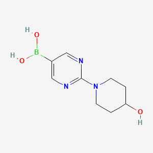 molecular formula C9H14BN3O3 B13555982 (2-(4-Hydroxypiperidin-1-yl)pyrimidin-5-yl)boronic acid 